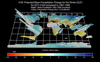 IPCC A1B Precipitation and Precipitation Change DJF