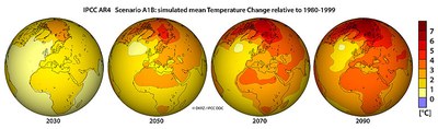 IPCC A1B temperature change development