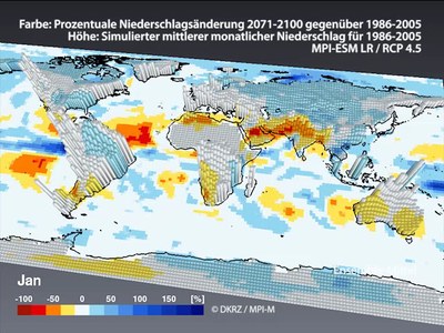 Niederschlagsänderungen RCP4.5 und Niederschlag