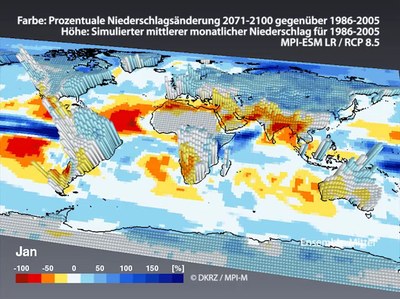 Niederschlagsänderungen RCP8.5 und Niederschlag