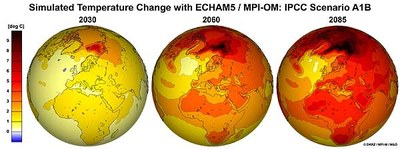 IPCC AR4 A1B Temperature Change Globes (small)