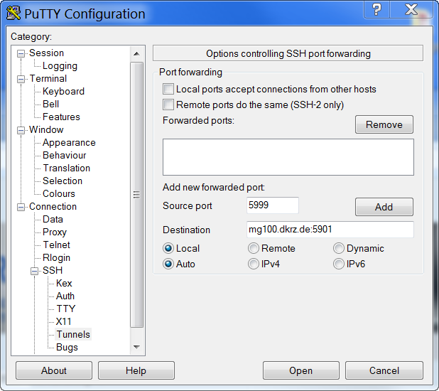 Putty ssh tunneling