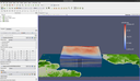 3D Surface colored by wind magnitude at time step 35