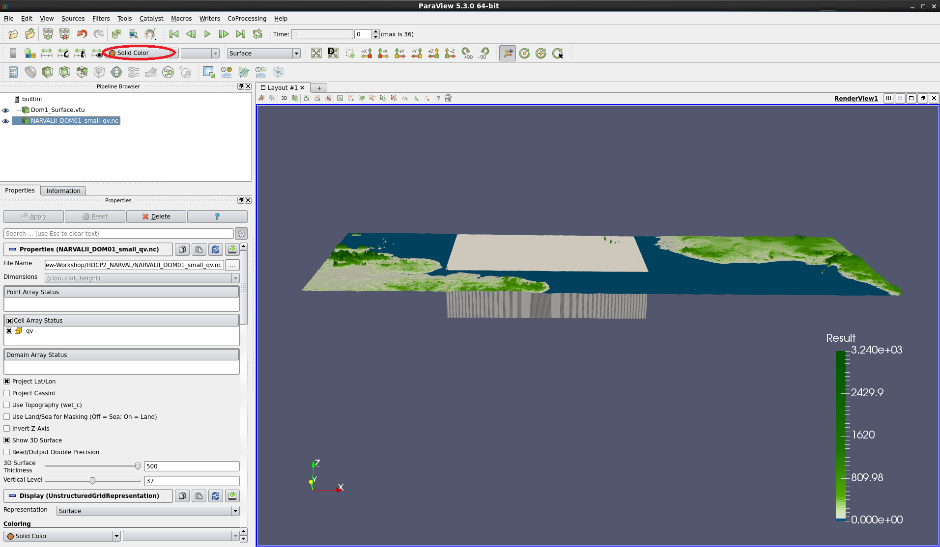 Data as 3D Surface applied