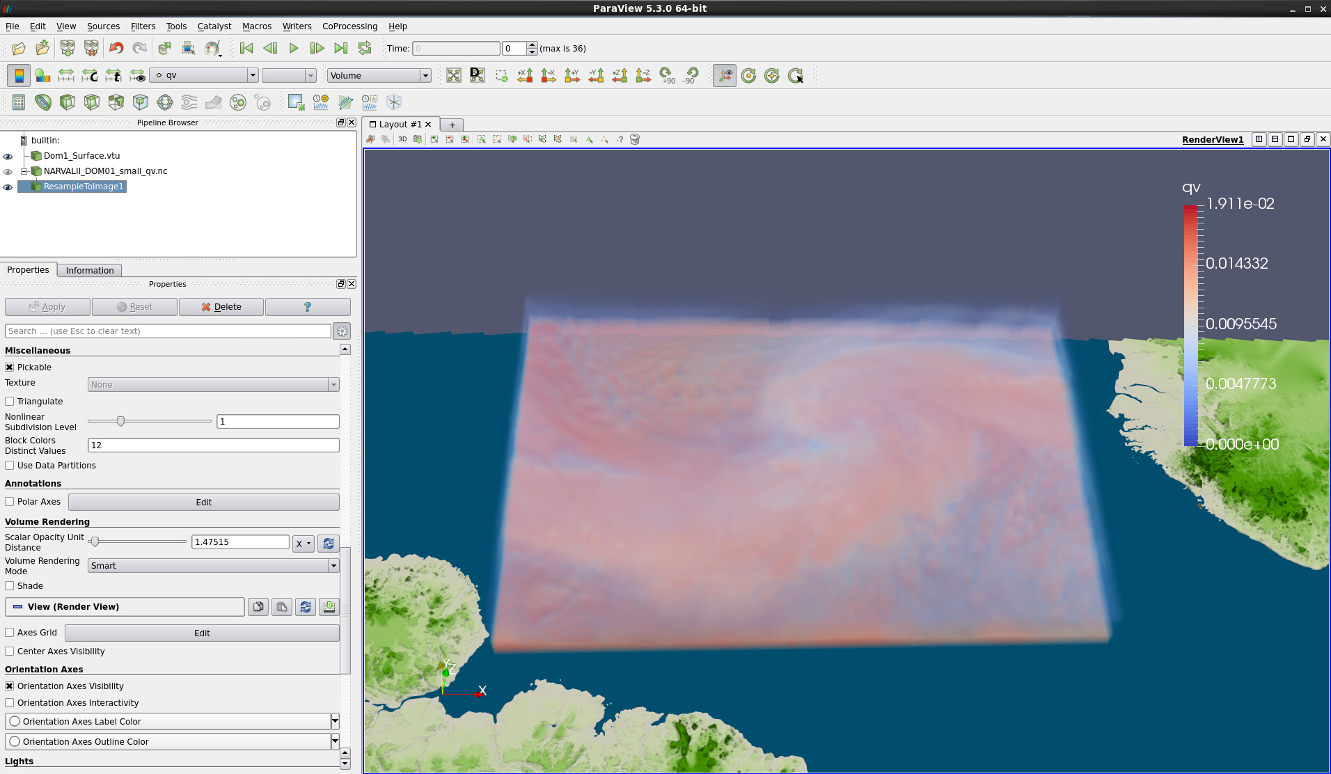 More transparent volume rendering of resampled data