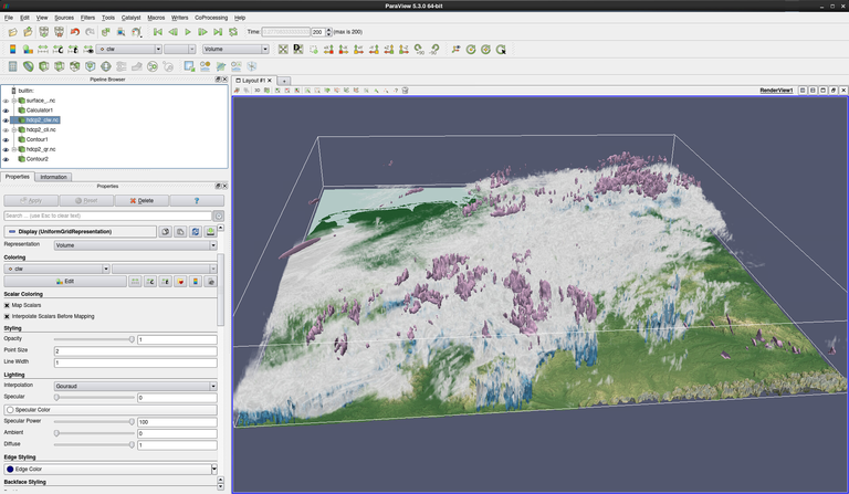 Isosurfaces cli and qr and volume rendering of clw Isosurfaces cli and qr and volume rendering of clw