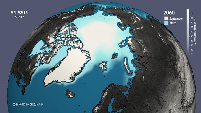 Arktische Meereiskonzentration für SSP2-4.5