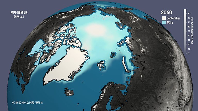 Arktische Meereiskonzentration für SSP5-8.5