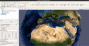 Earth with texture map and exaggerated topography represented as surface