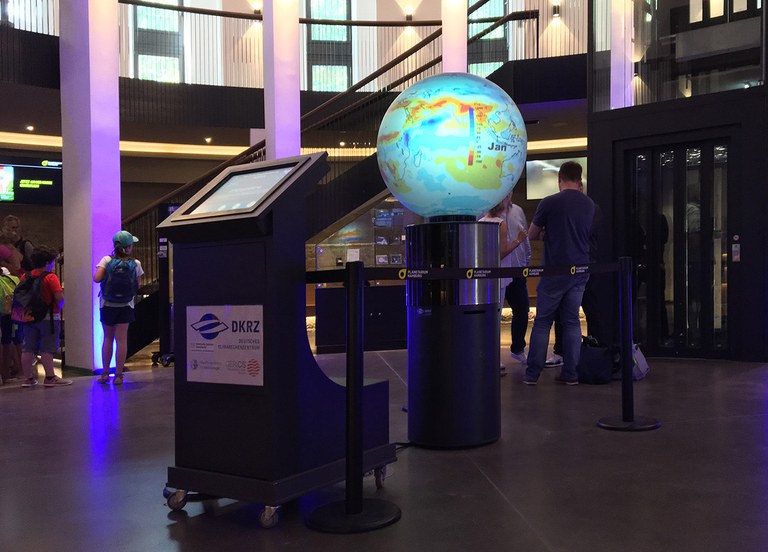 Climate Globe exhibit and "meermenschen" at Planetarium Hamburg